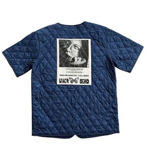 Brain Dead Quilted Short Sleeve Button Up Shirt Jacket Navy Blue Men's L